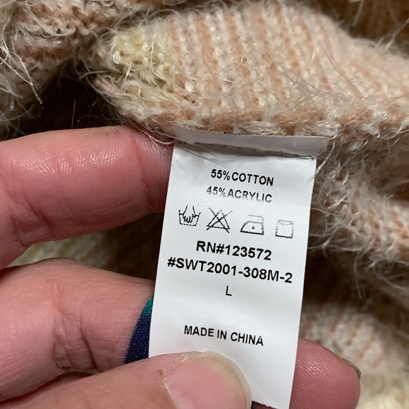 NWT- On Blue- Sz Large- Fuzzy Sweater- Earth Tones - Picture 6 of 10